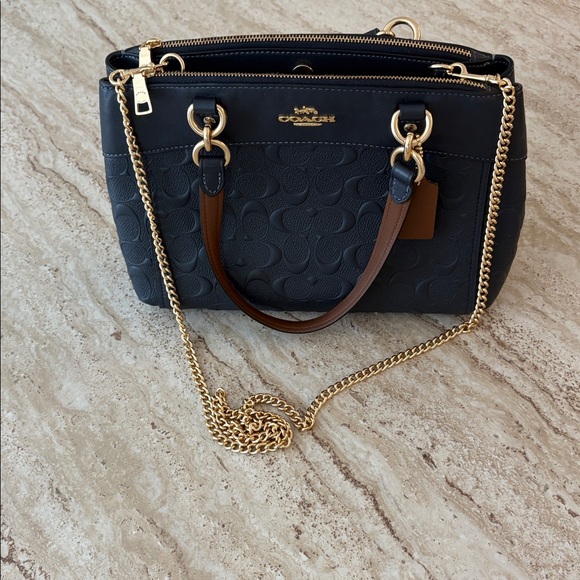 Coach Handbags - Coach Brooke Carryall in Signature Embossed Navy Blue Leather